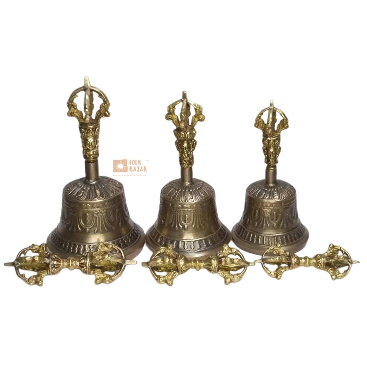 Windrose Trading - Bells & Tingshas TIBETAN BELL W/ DORJI 51418 H-343