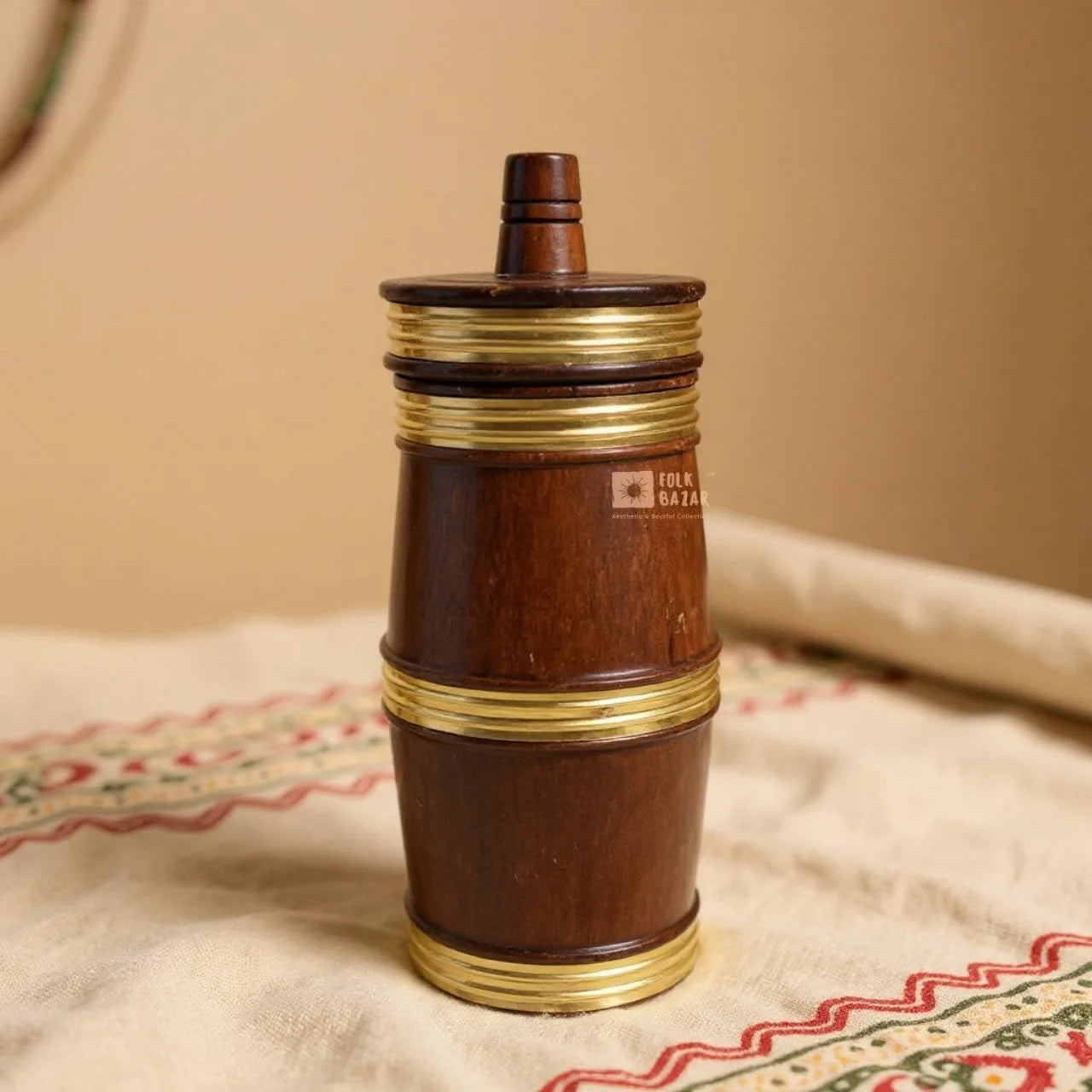 Brass Rounded Wooded Dhungro