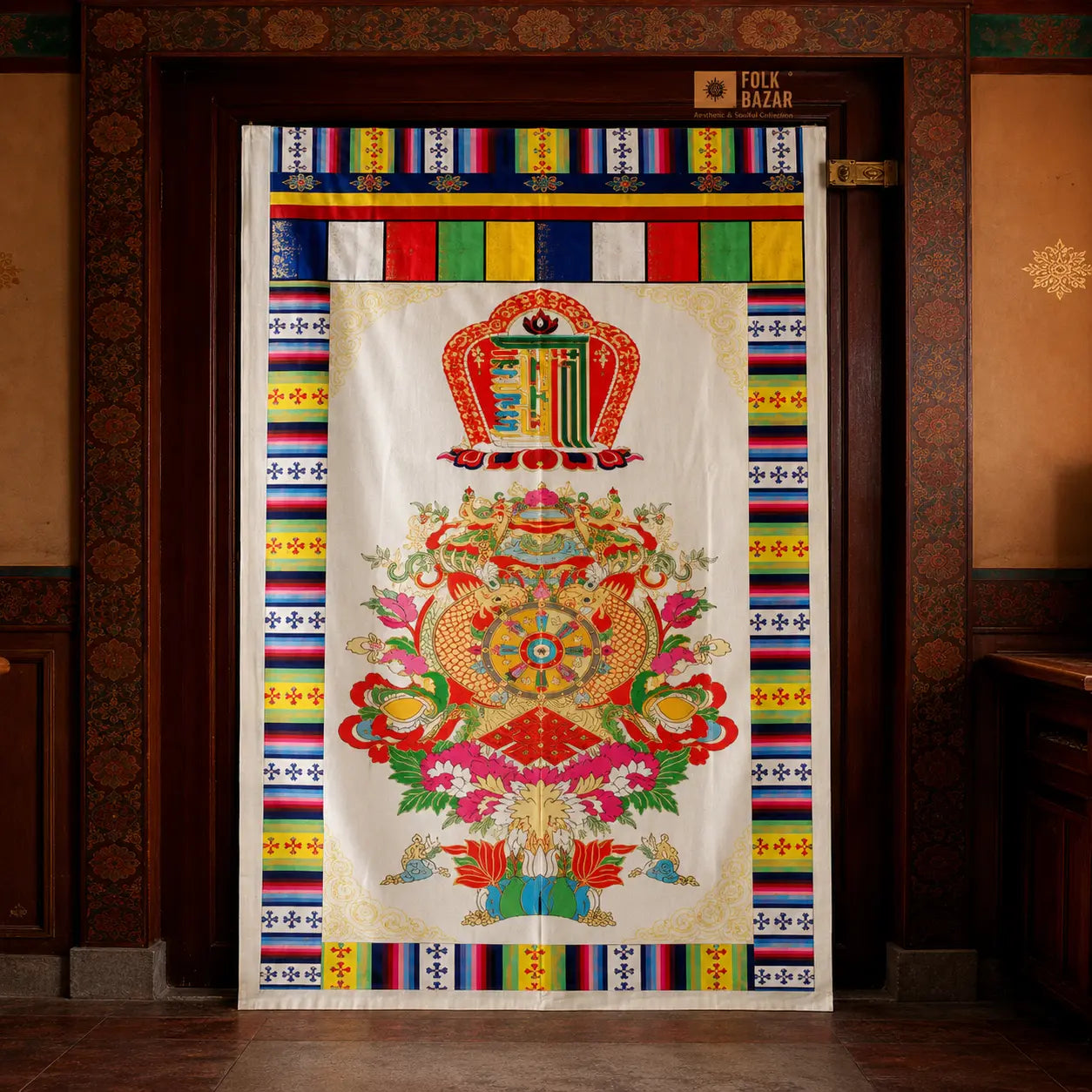 Eight Lucky Signs Printed Door Curtain