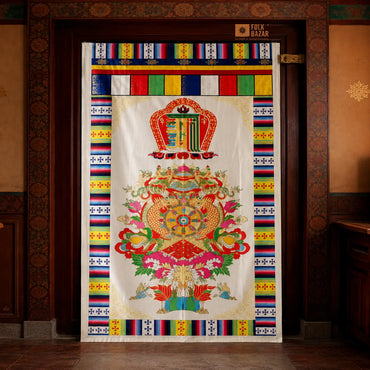 Eight Lucky Signs Printed Door Curtain