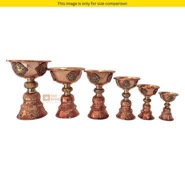 Copper Butter Lamp with Brass Carving