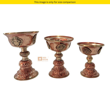 Copper Butter Lamp with Brass Rim on top