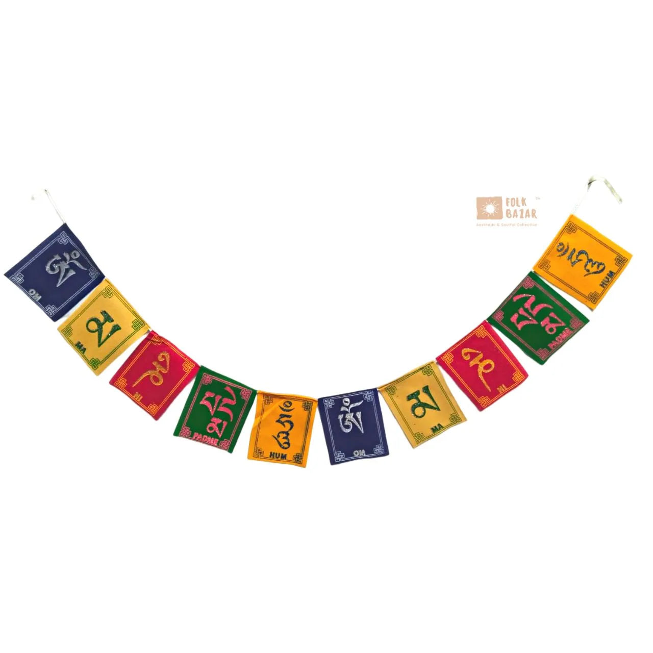 Velvet Om Mani Padme Hum printed Prayer Flag (for Bike/ Scooty)