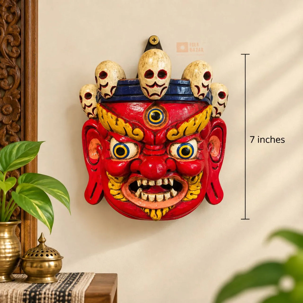 Handcrafted Wooden Mahakala Wall Hanging