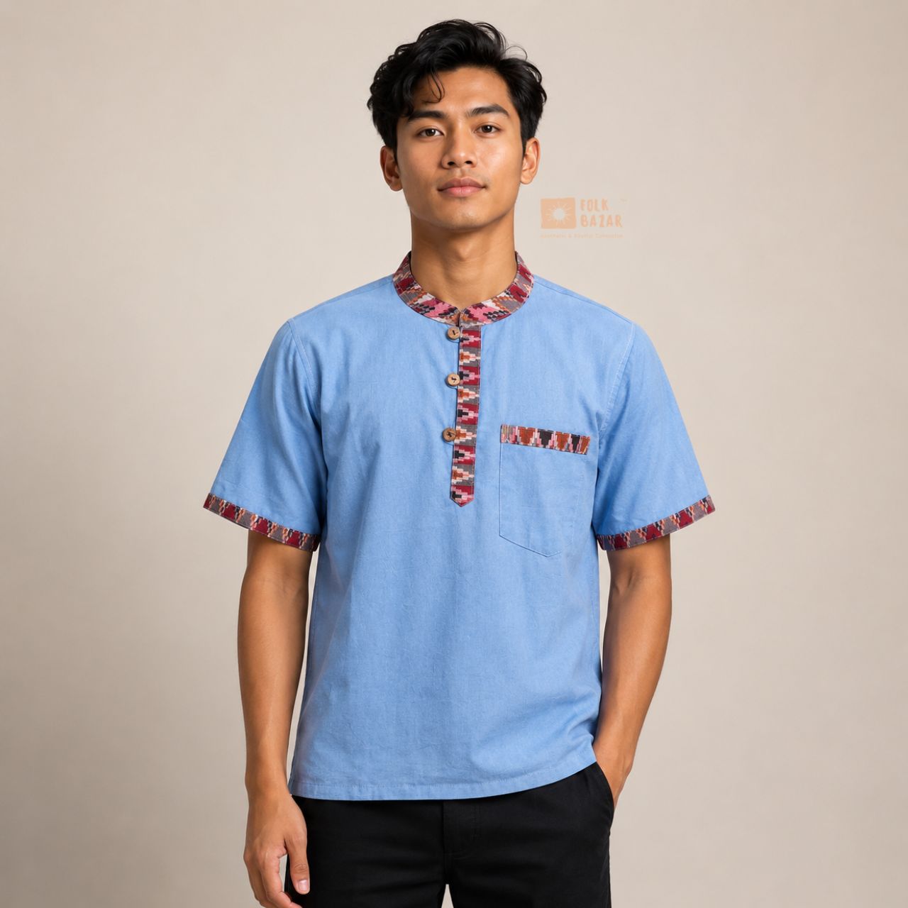 Men Limbu Shirt - Blue