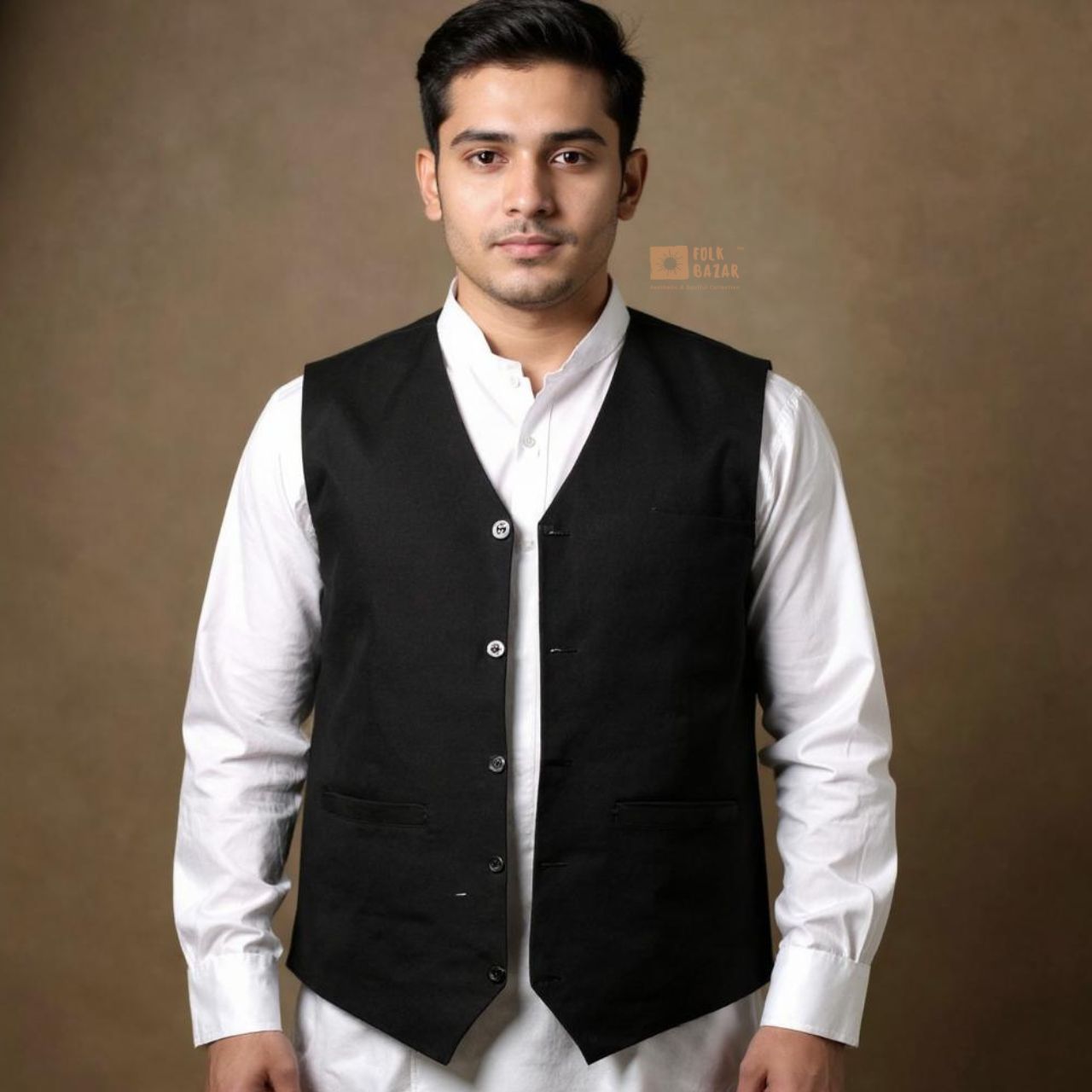 Buy Nepali black coat only at Folk Bazar - Main Image