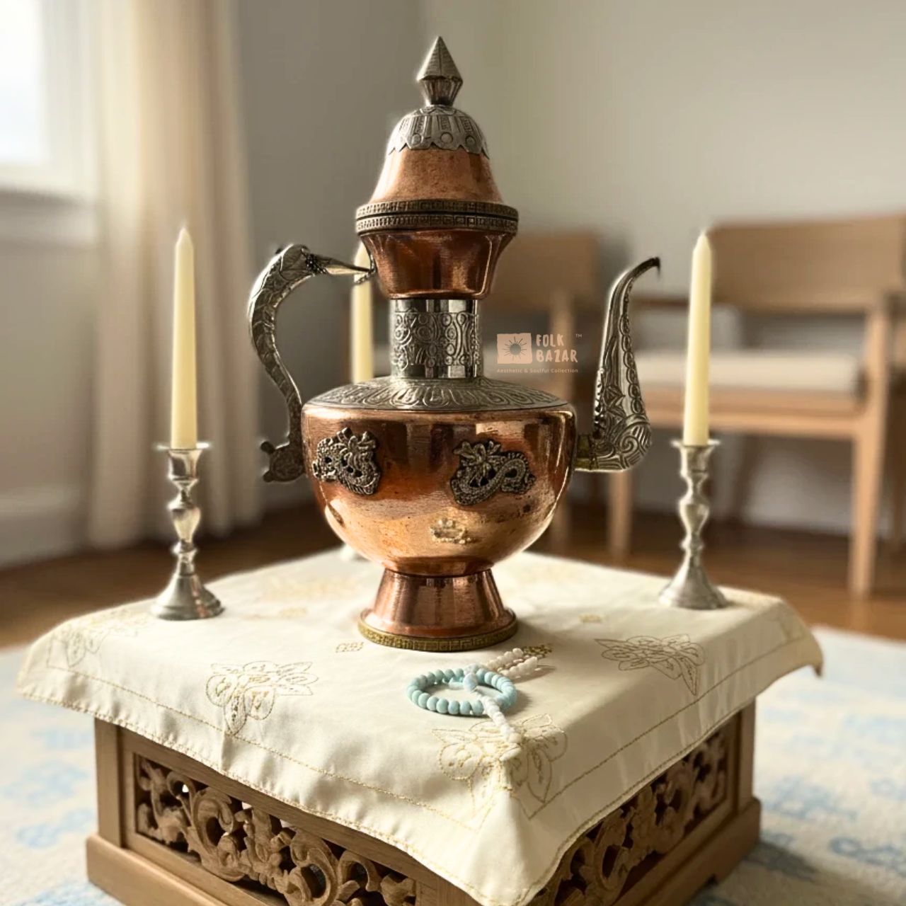 Traditional Copper Kettle with Dragon Handle