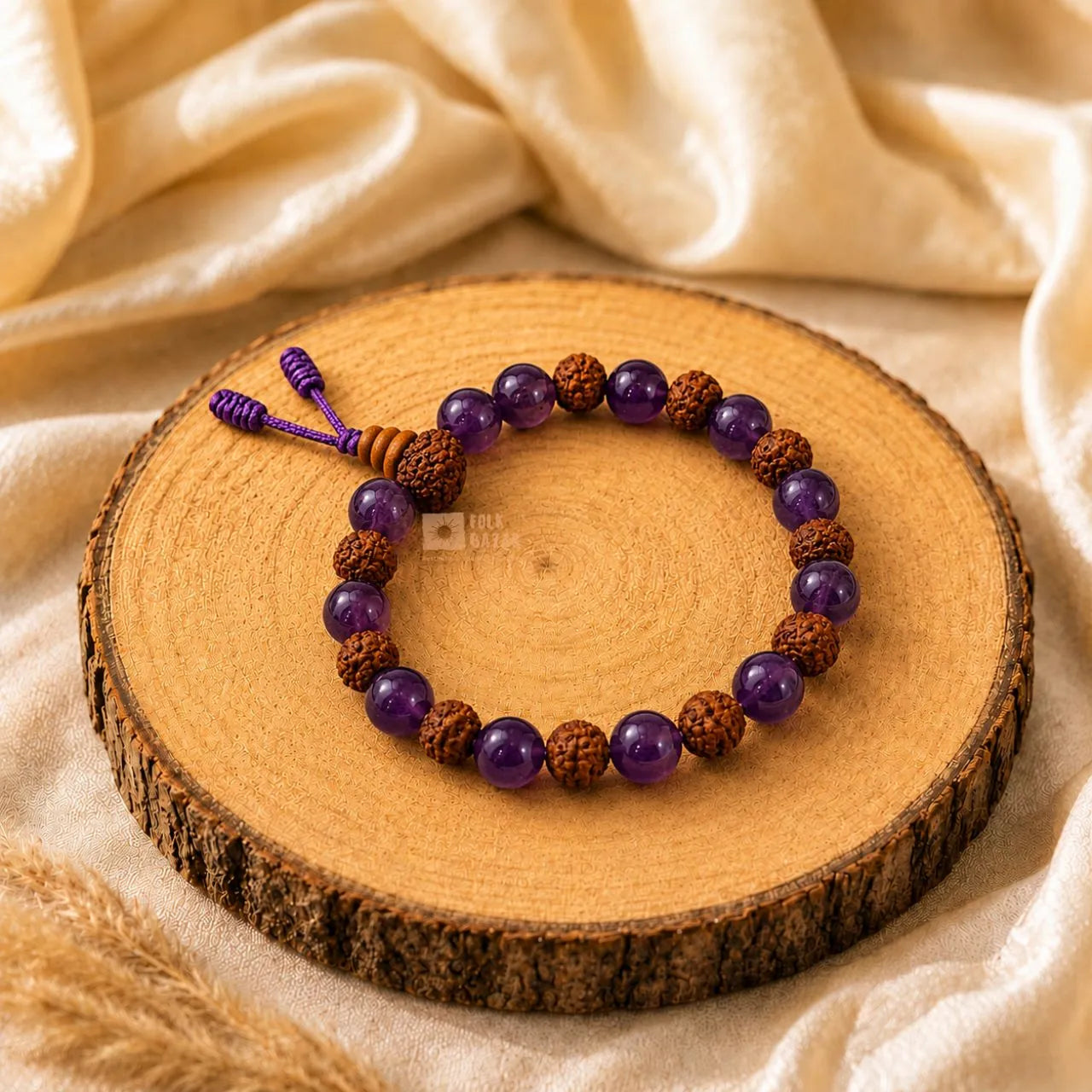 Rudraksha and Amethyst Bracelet