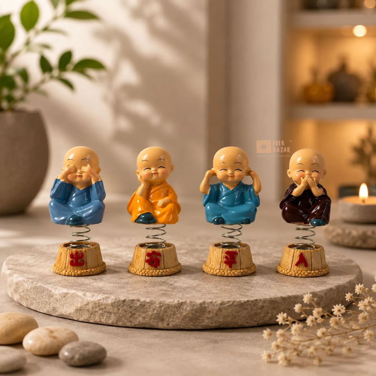 Set of 4 Monk Figures