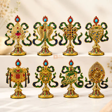 Set of 8 Auspicious Tibetan Symbols Showpieces