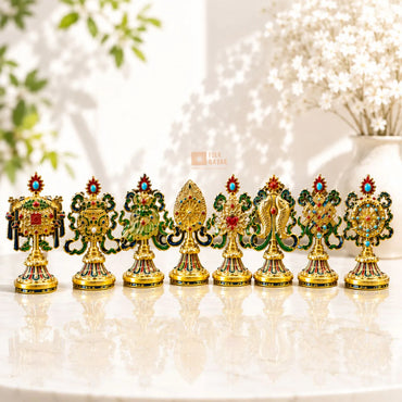 Set of 8 Auspicious Tibetan Symbols Showpieces