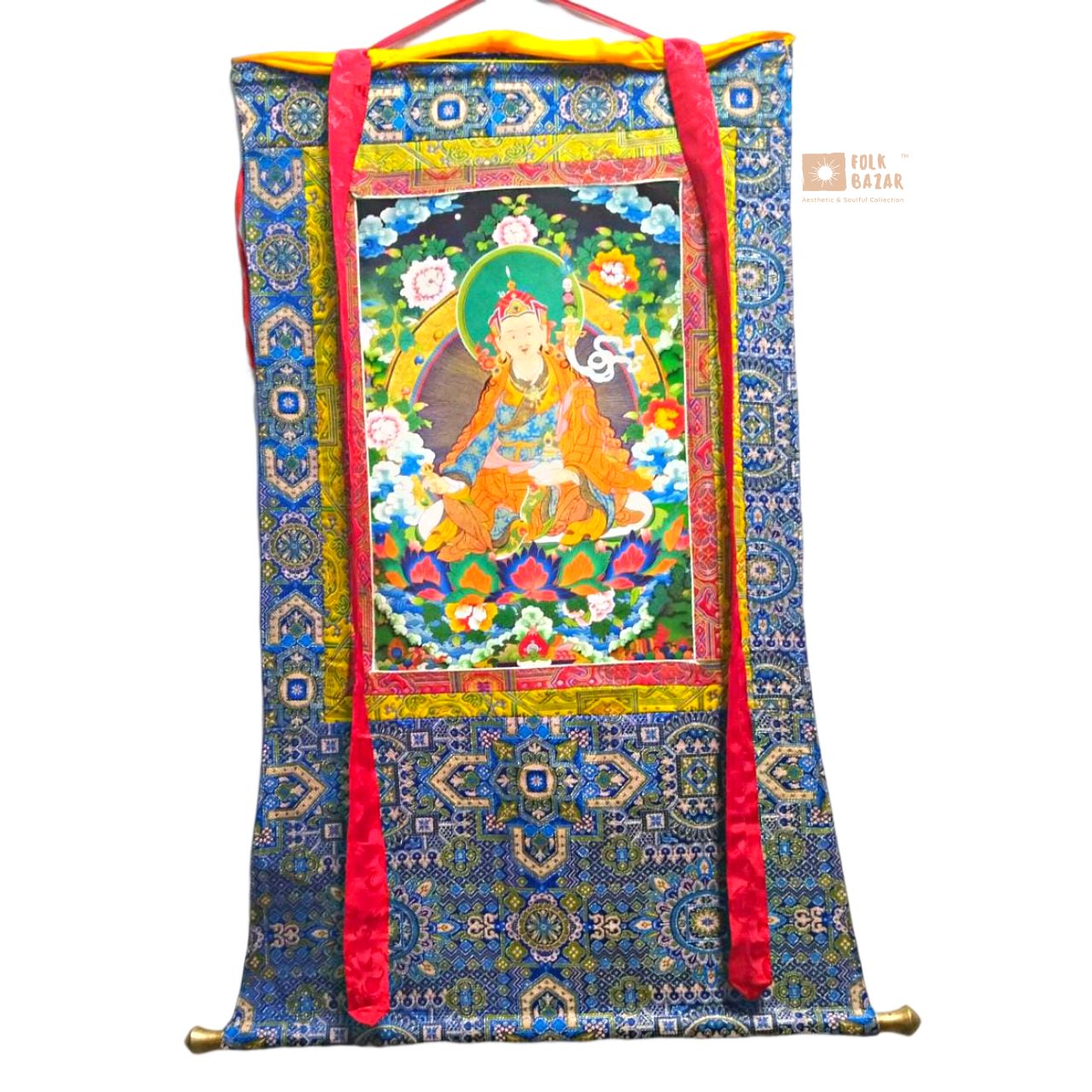 Guru Padmasambhava - Brocade Computer Canvas Printed Thangka