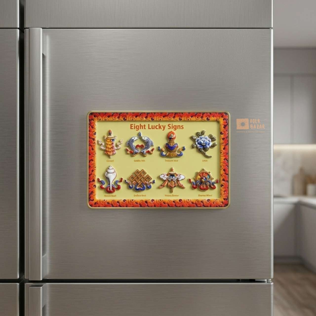 Eight Lucky Signs Fridge Magnet