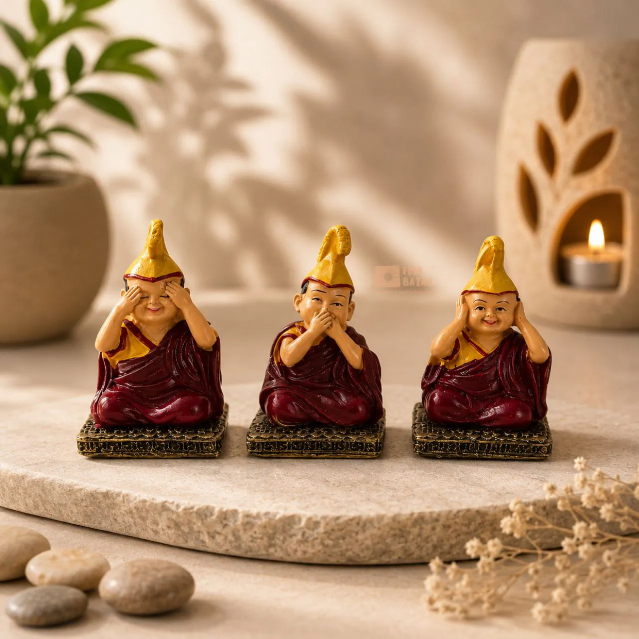Three Wise Monk Figurines Set