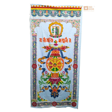 Tibetan Buddhist Eight Lucky Signs Printed Cotton Door Curtain