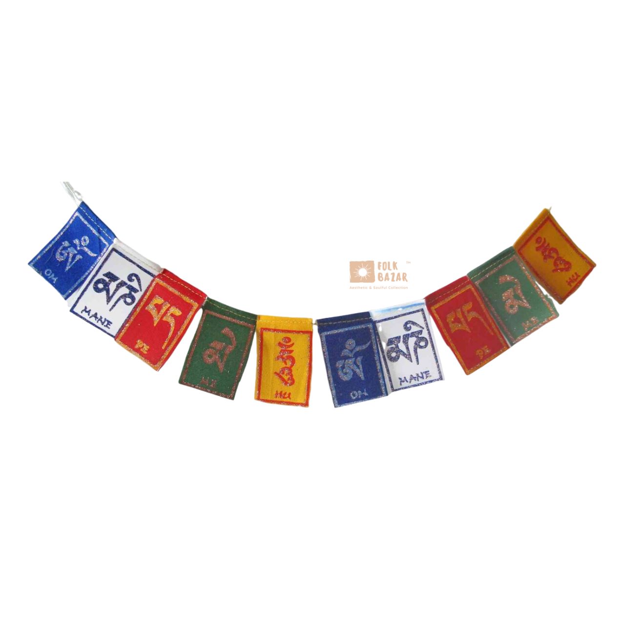 Velvet Om Mani Padme Hum printed Prayer Flag (for Bike/ Scooty)