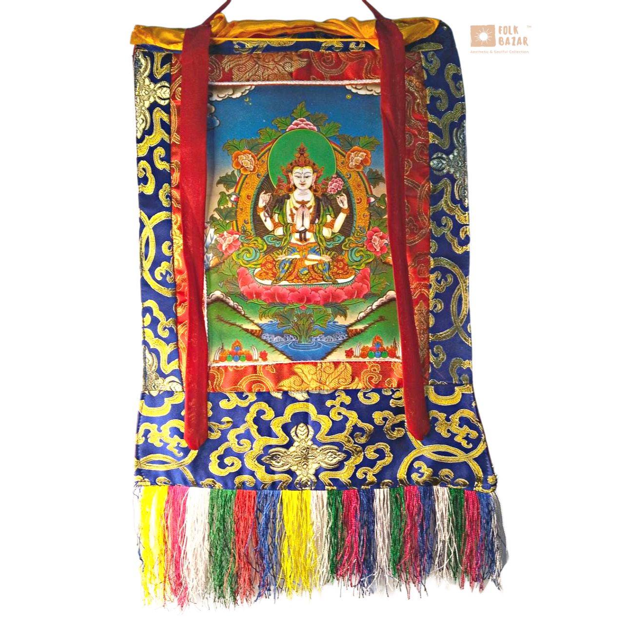 Chengresi - Brocade Computer Canvas Printed Thangka