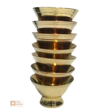 Brass Ting (Offering bowl) with Base (Set of 7)
