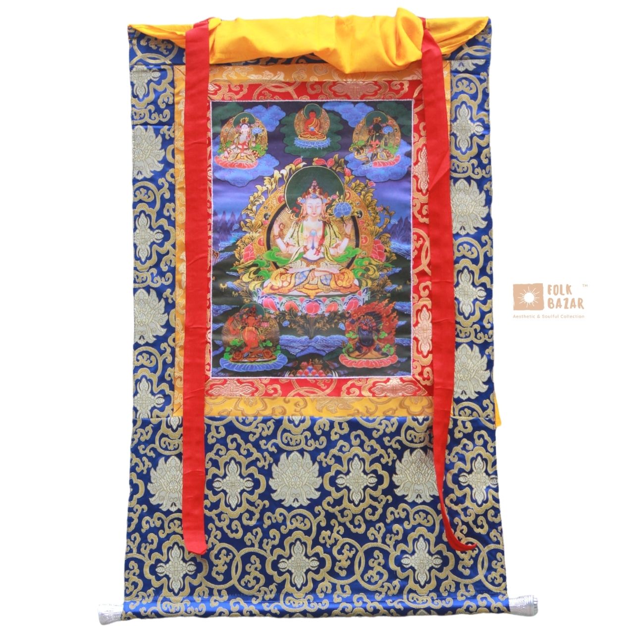 Chengresi - Brocade Computer Canvas Printed Thangka