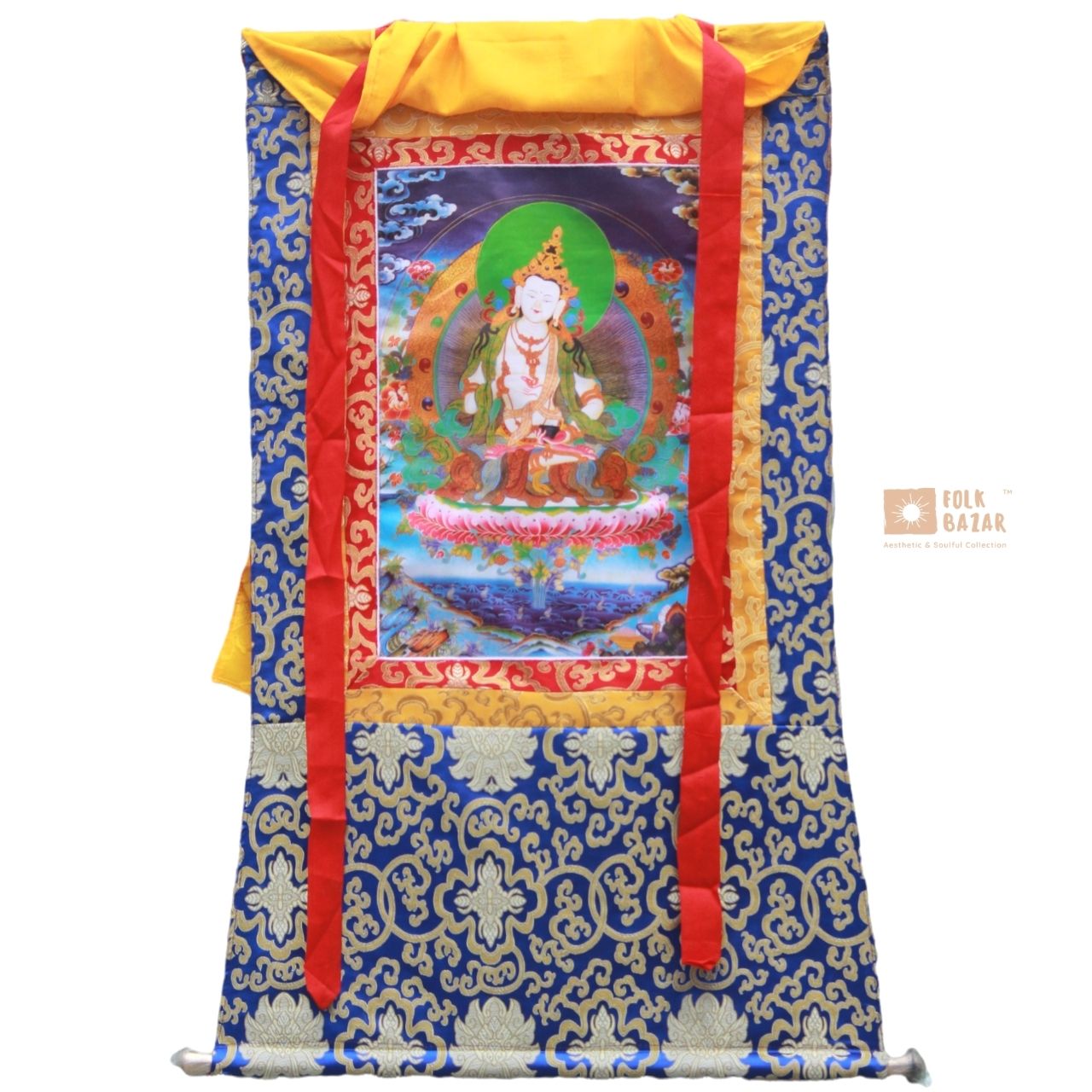 Dorjeeshampa - Brocade Computer Canvas Printed Thangka