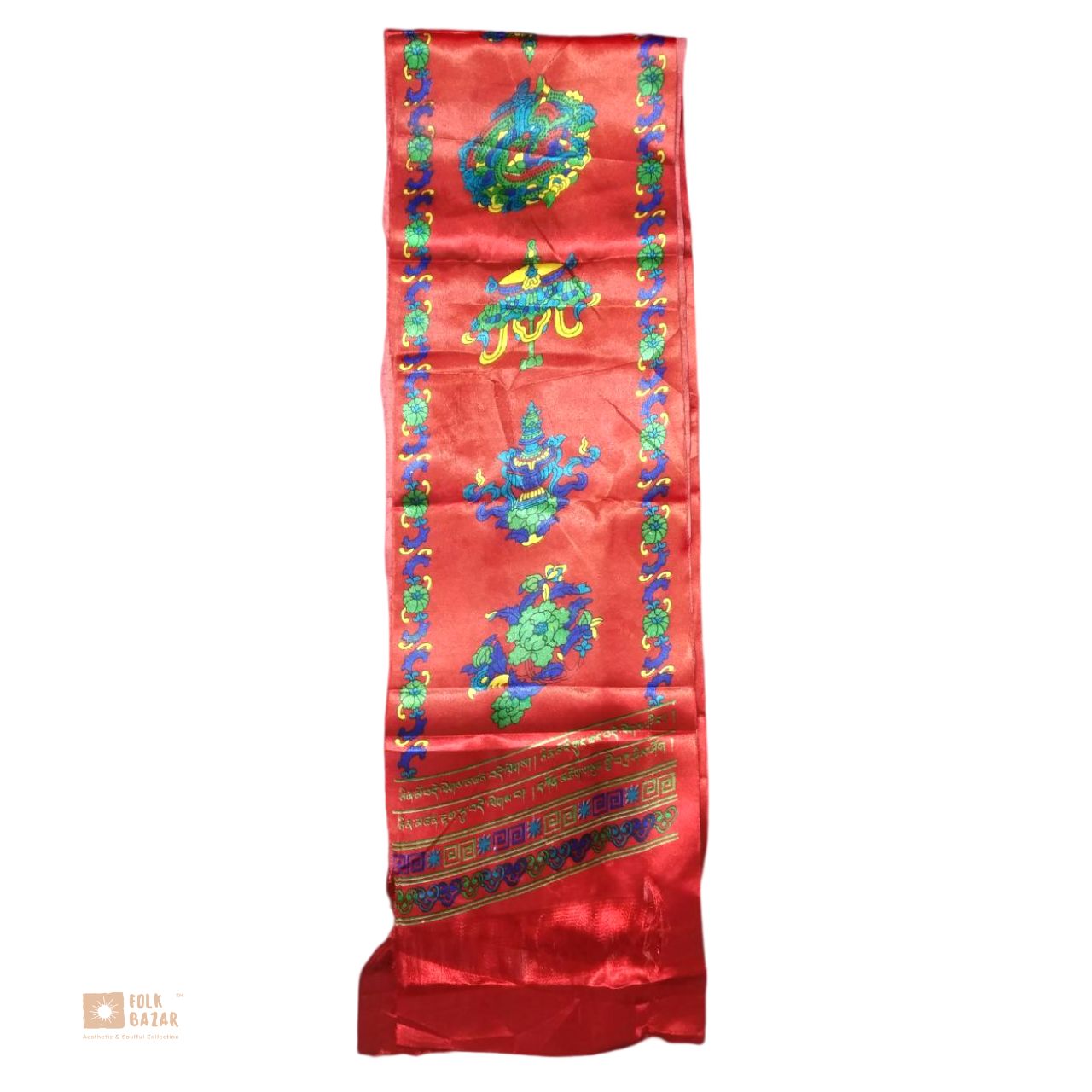 Multi-color Eight Lucky Signs Printed Khadag (1 Bapcha - 4 pcs)