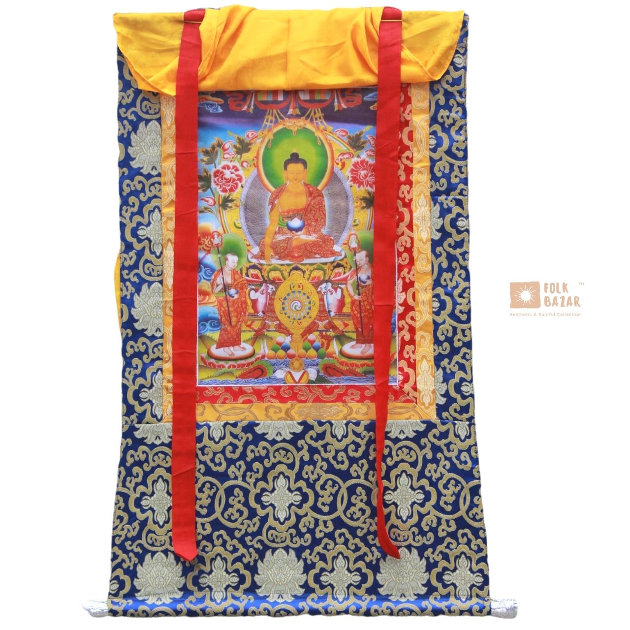 Gautama Buddha - Brocade Computer Canvas Printed Thangka