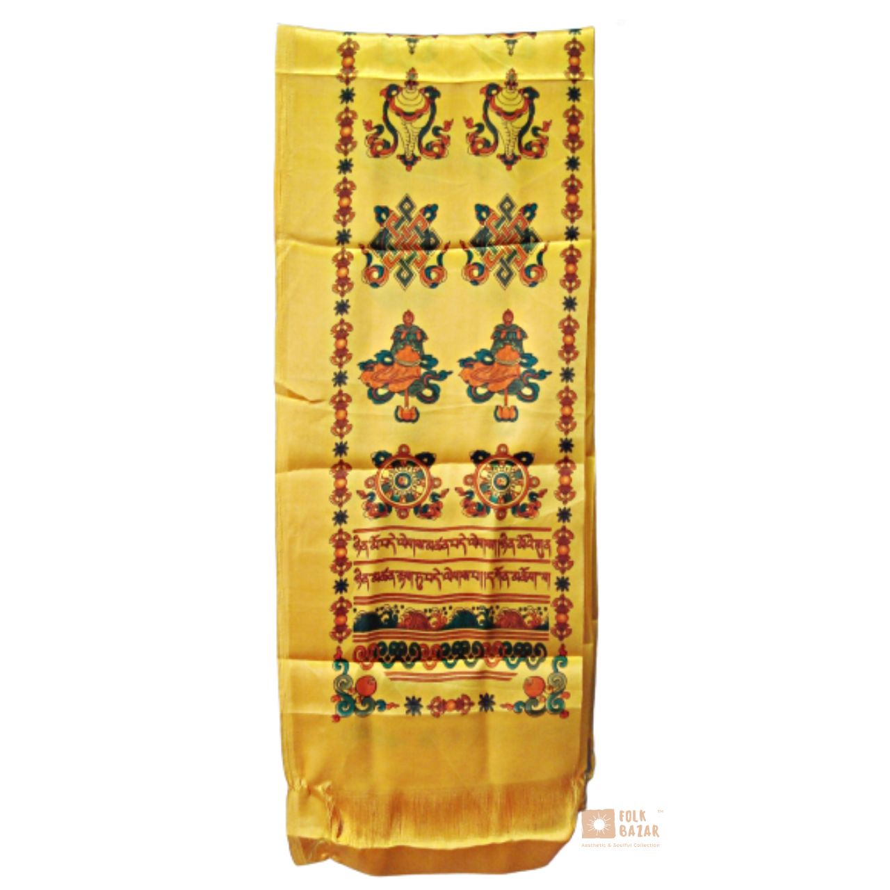 Multi-color Eight Lucky Signs Printed Khadag (1 Bapcha - 4 pcs)