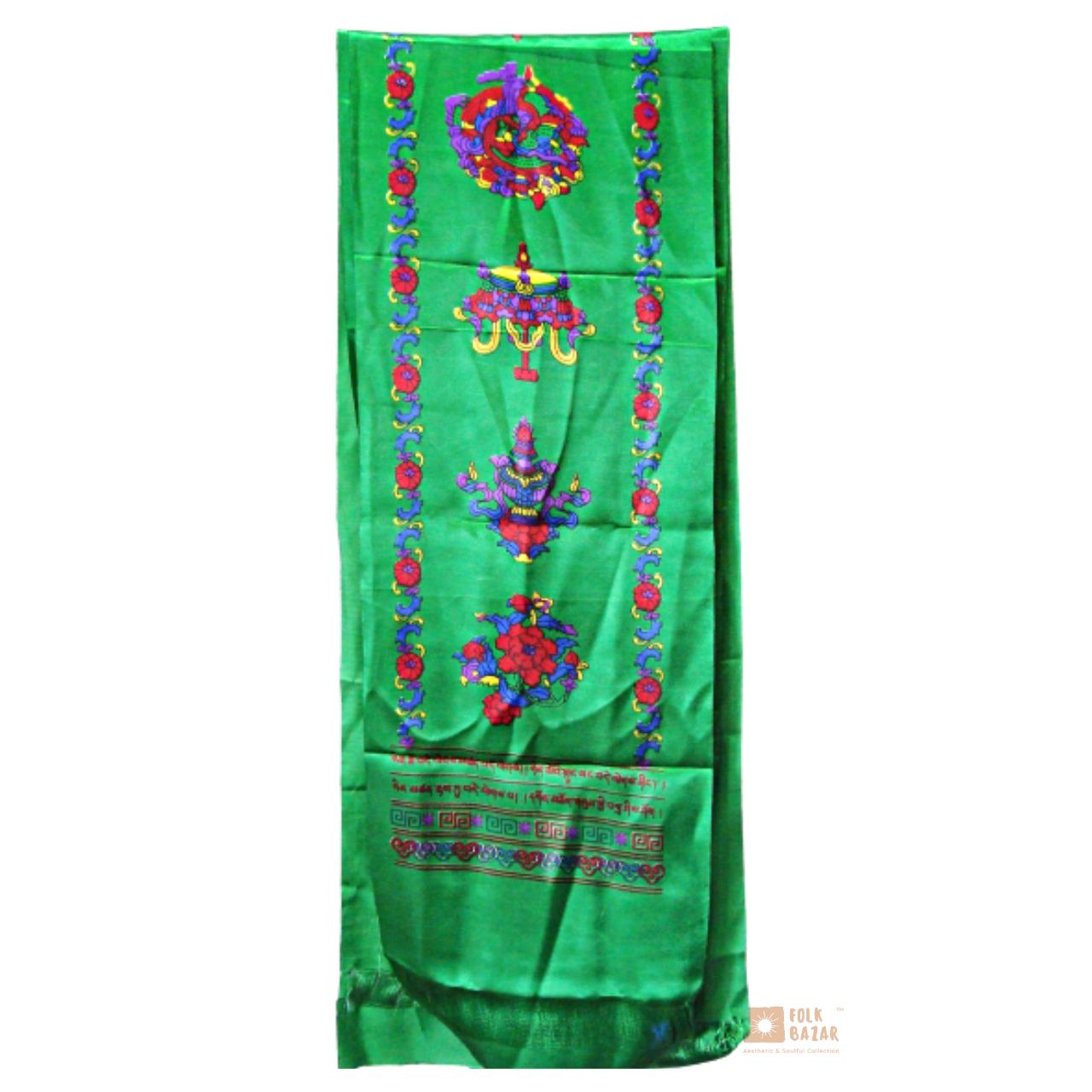 Multi-color Eight Lucky Signs Printed Khadag (1 Bapcha - 4 pcs)