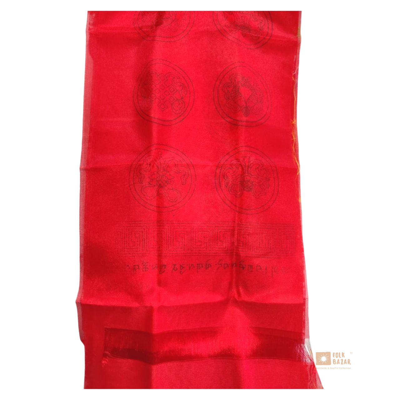 Mulit-color Eight Lucky Signs Printed Khadag (1 Bapcha - 4 pcs)