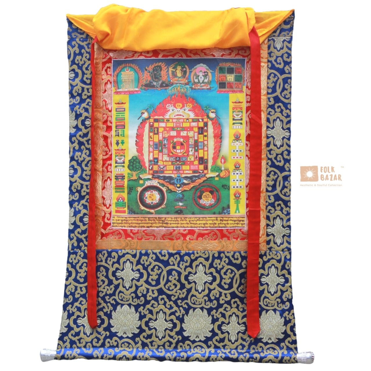 Shiva Khorlo - Brocade Computer Canvas Printed Thangka