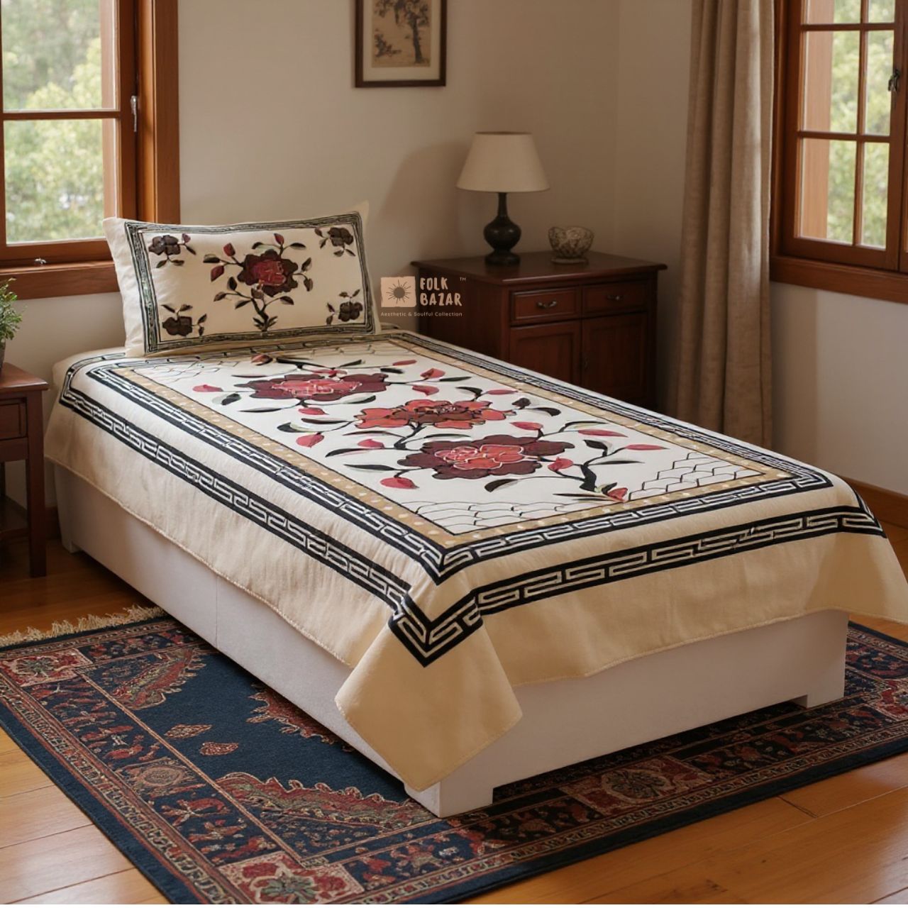 Bed & Pillow covers for Single Bed (Set of 2)