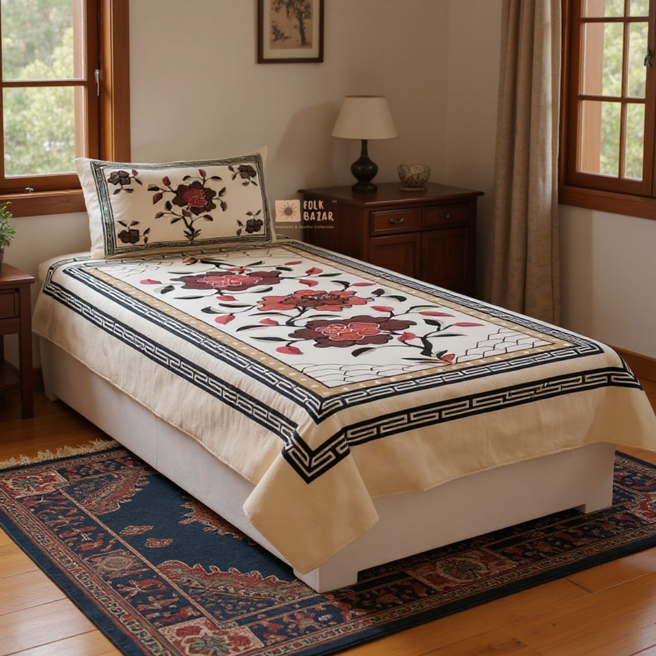 Bed & Pillow covers for Single Bed (Set of 2)