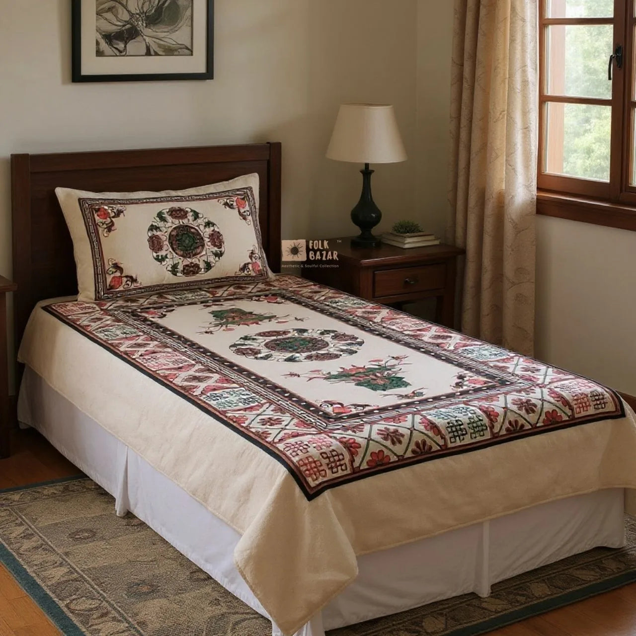 Bed & Pillow covers for Single Bed (Set of 2)