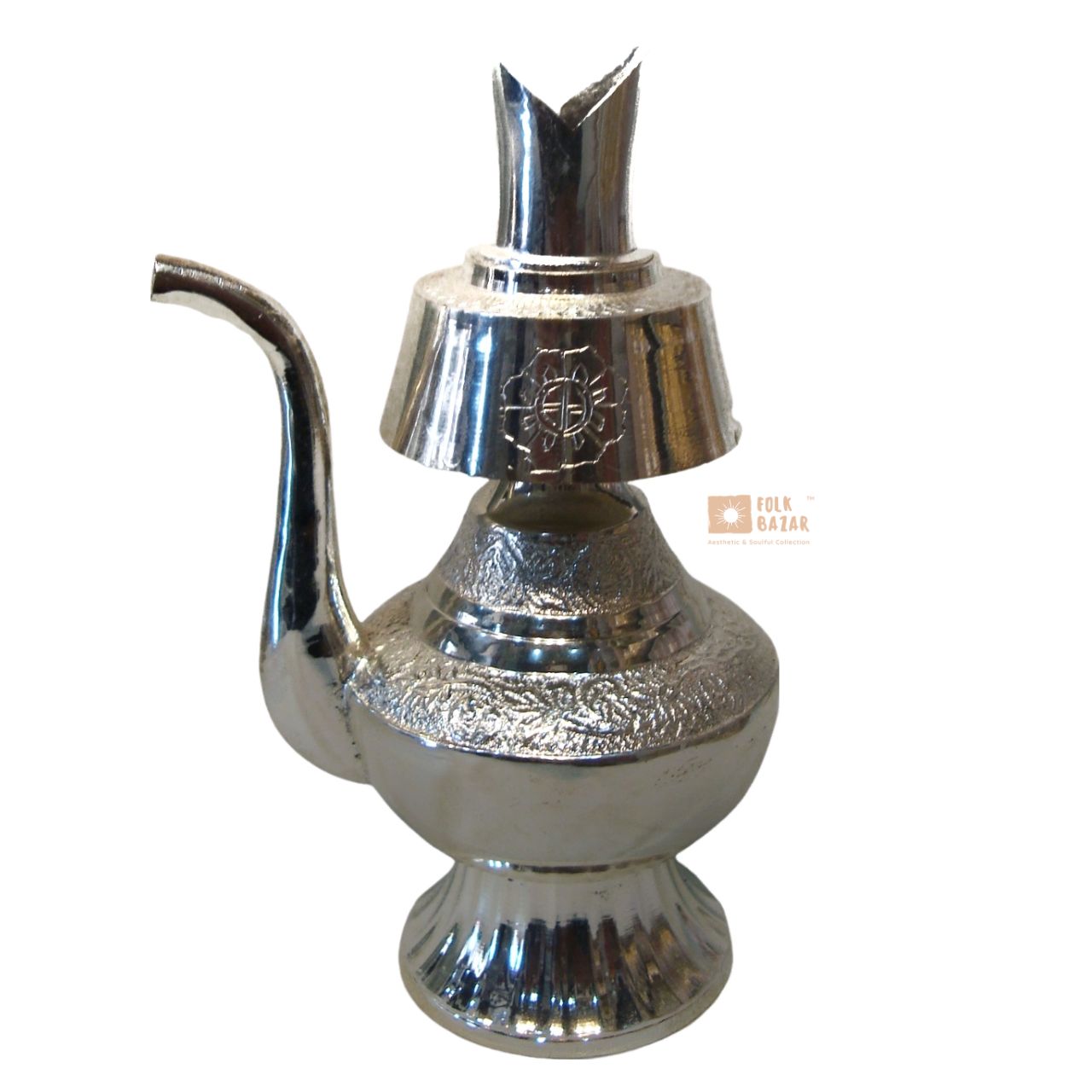 Brass Bhumpa with Silver Colour Polish