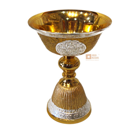 Brass Butter Lamp with Golden Colour Polish