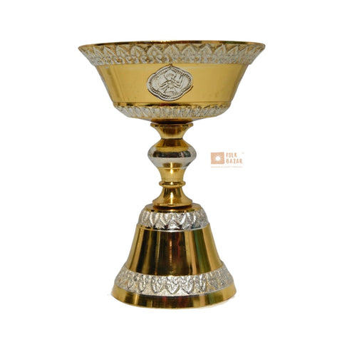 Brass Casted Butter Lamp with Gold and Silver Color finish
