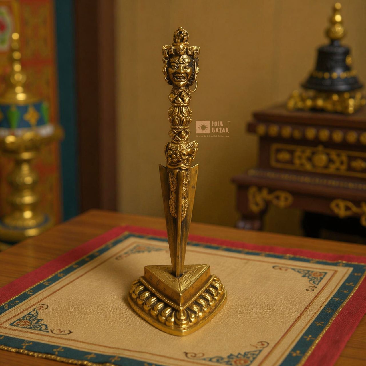 Brass Phurba with Stand