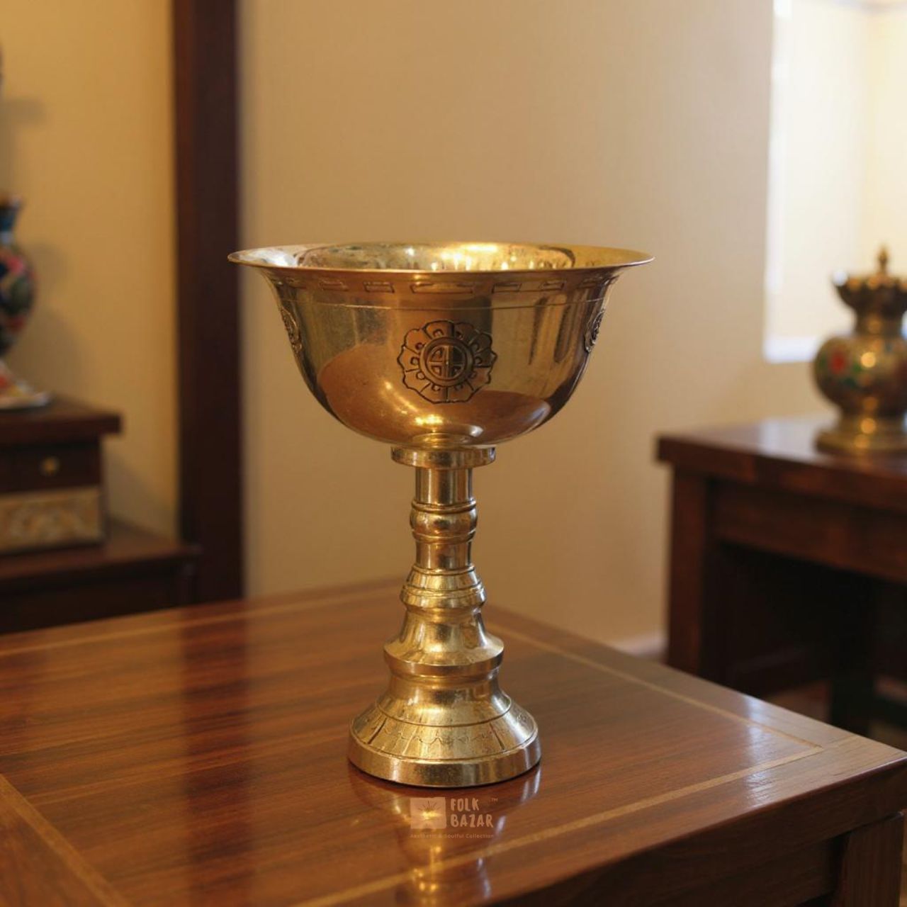 Brass Carved Butter Lamp