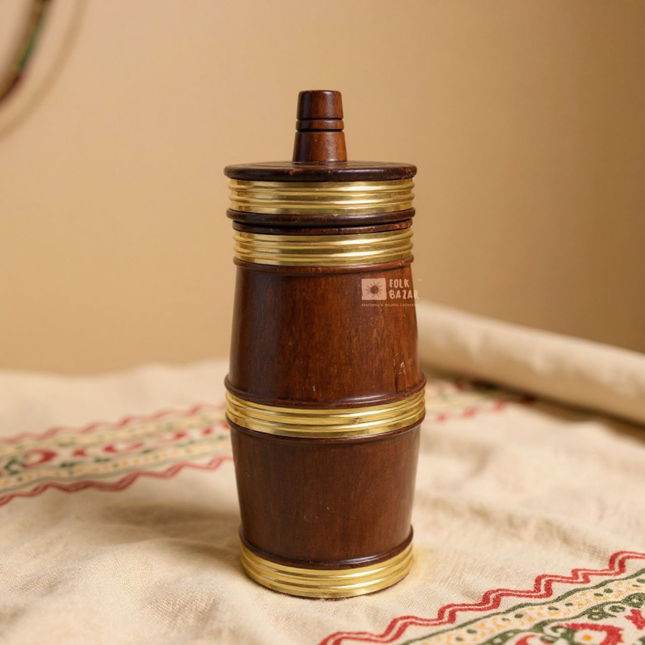 Brass Rounded Wooded Dhungro