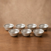 Carved Aluminium Ting (Offering bowl) (Set of 7)