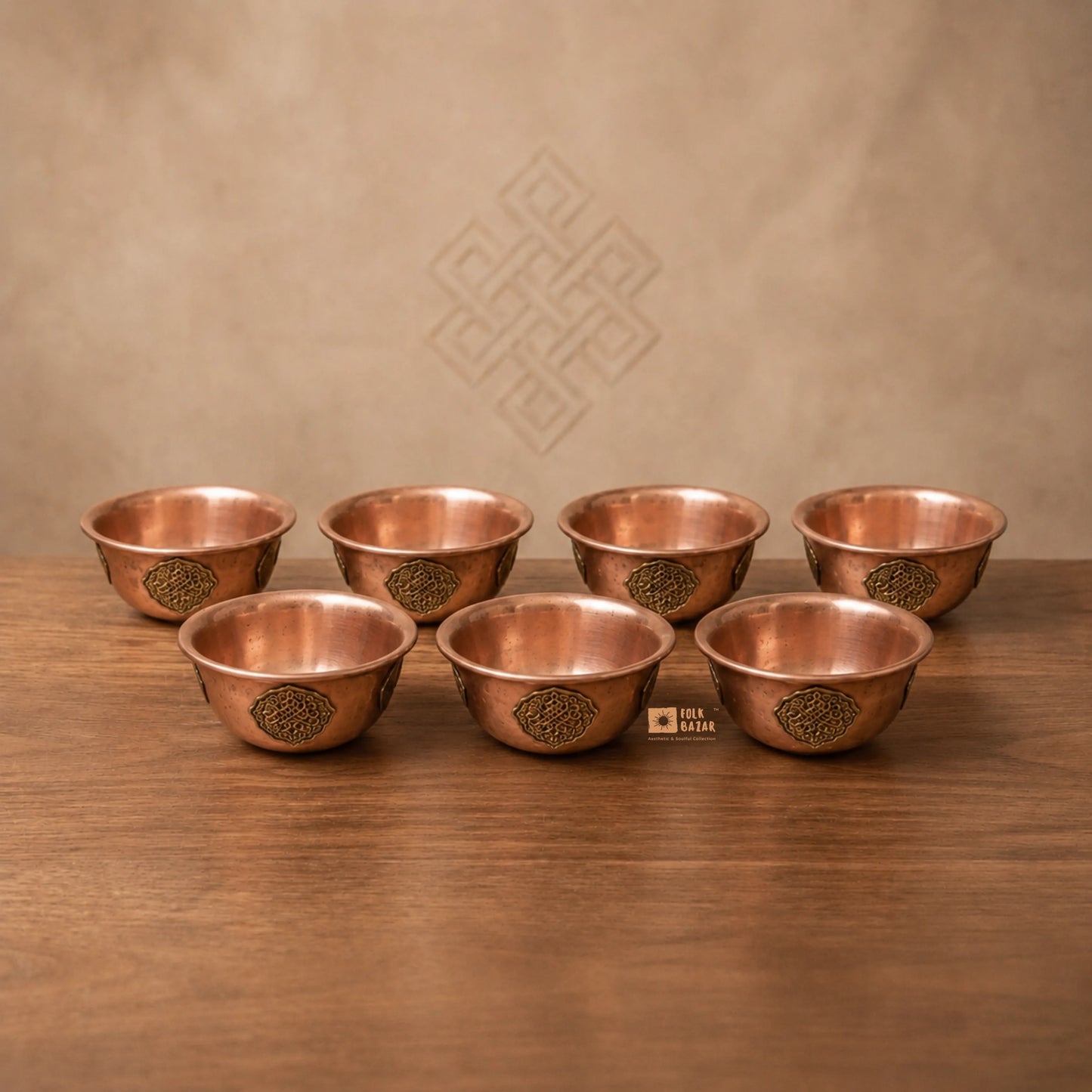 Carved Copper Ting (Offeringbowl) (Set of 7)