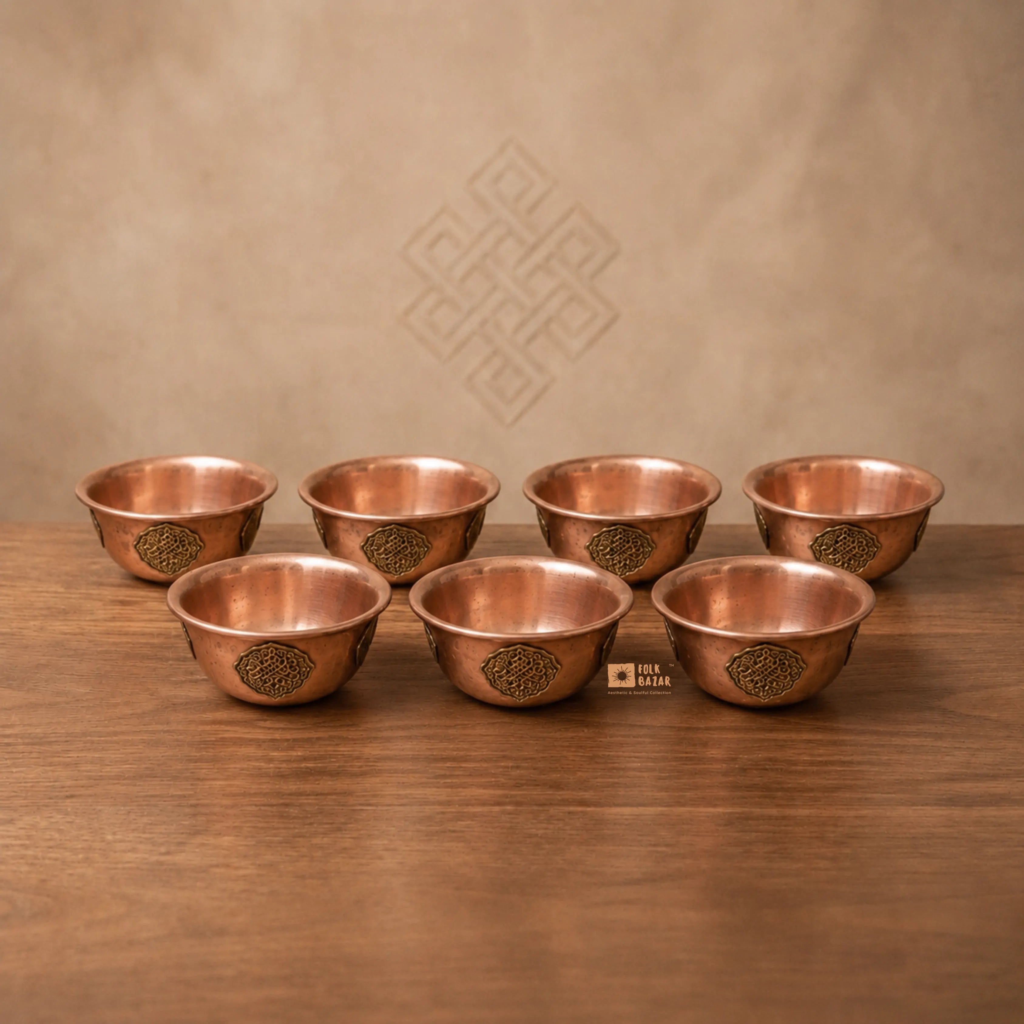 Carved Copper Ting (Offeringbowl) (Set of 7)