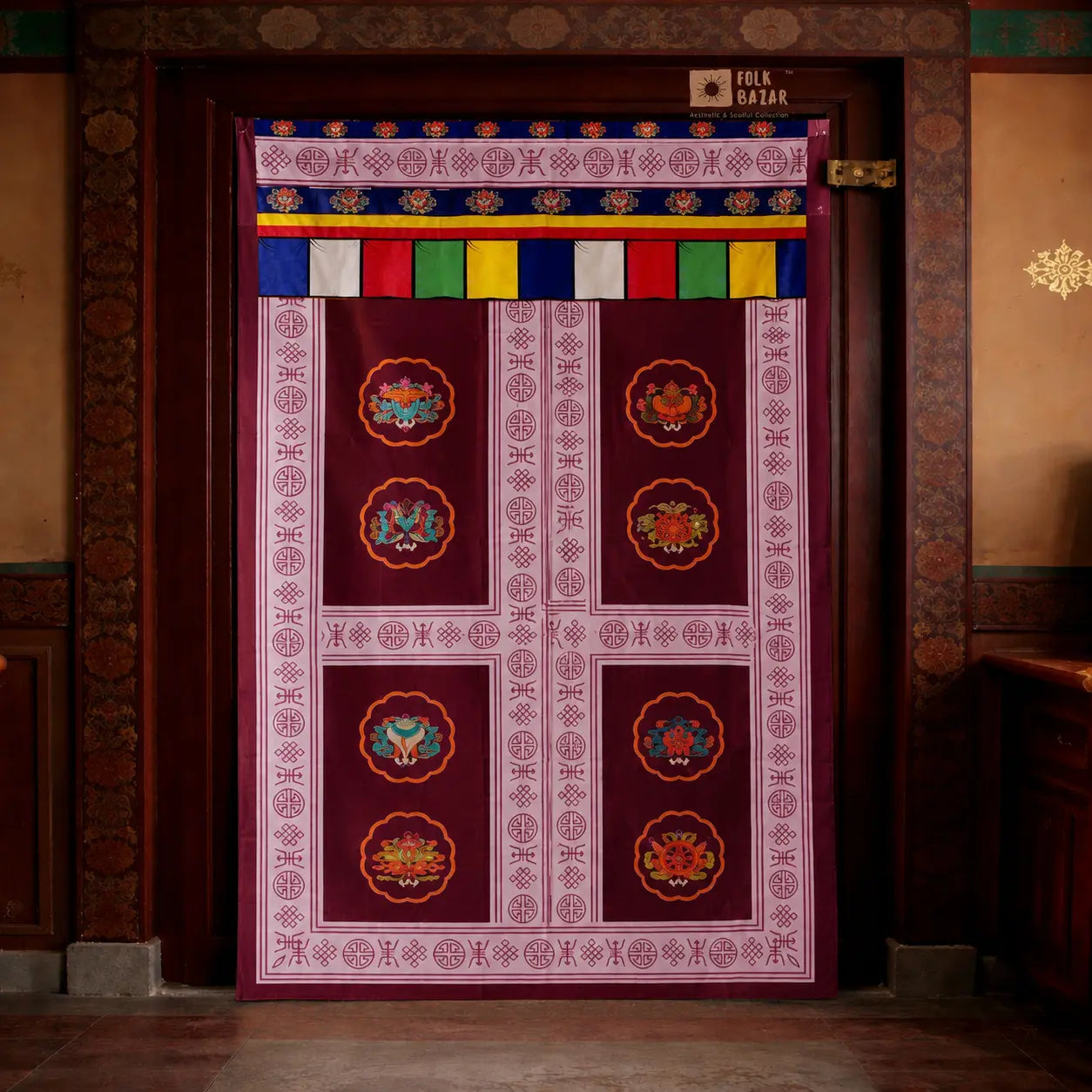Eight Lucky Signs Printed  Door Curtain