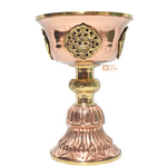 Copper Butter Lamp with Brass Rim on top
