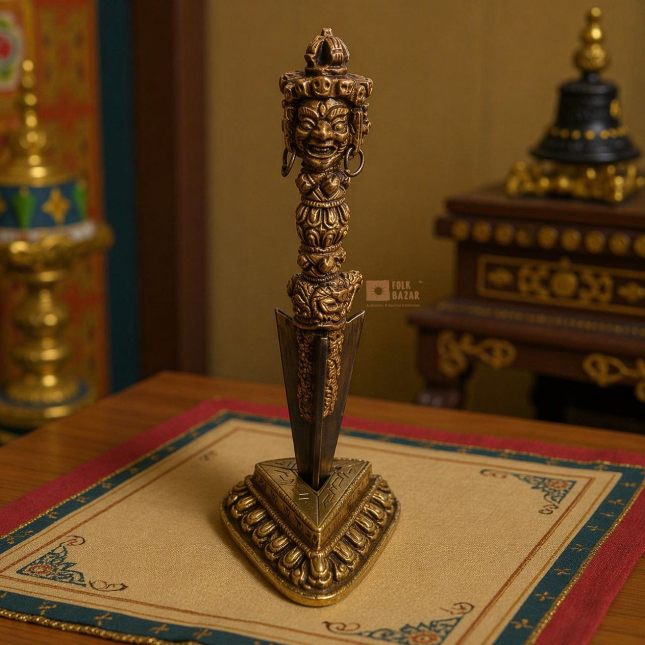 Copper Phurba with Stand