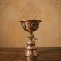 Copper Butter Lamp with Brass Carving