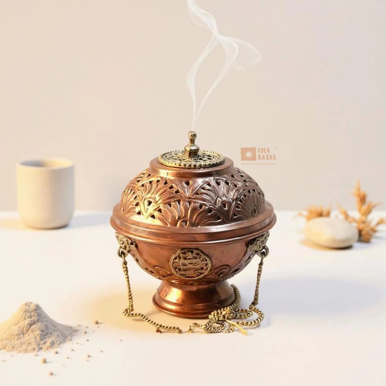 Copper Hanging Incense Burner (Sang bar)