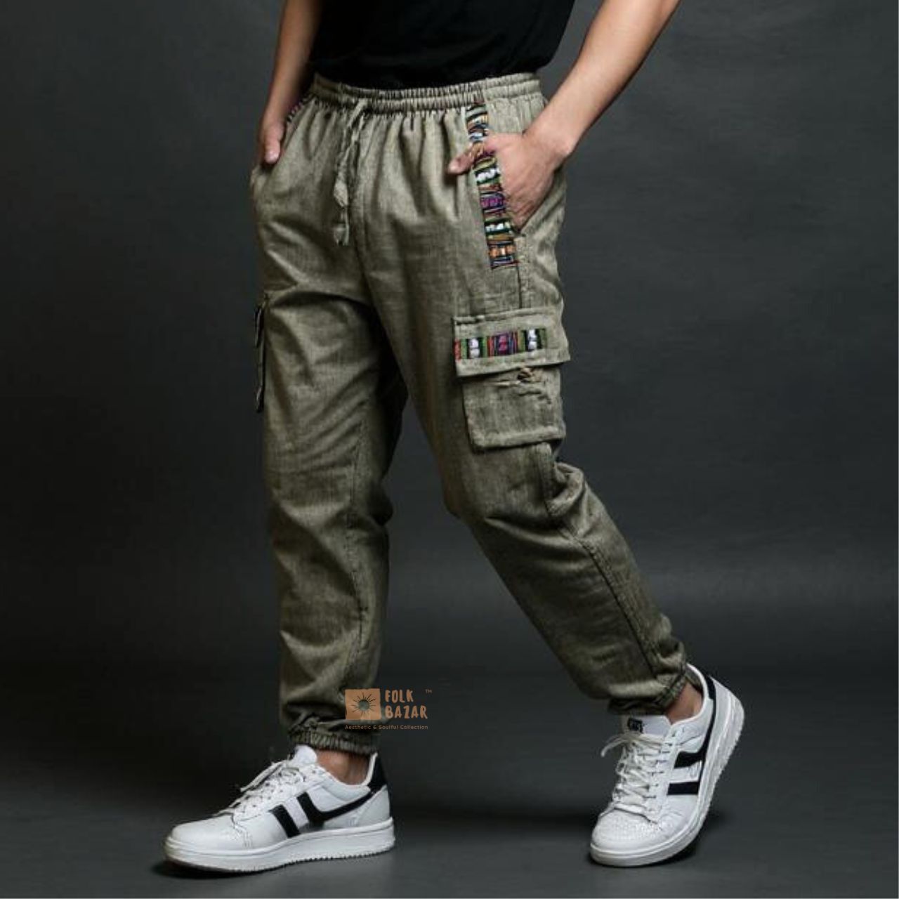 Cotton Joggers - Dark Grey (with Cargo pockets)