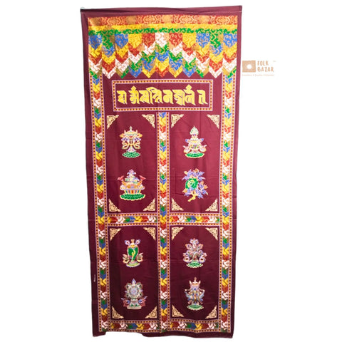 Tibetan Buddhist Eight Lucky Signs Printed  Door Curtain