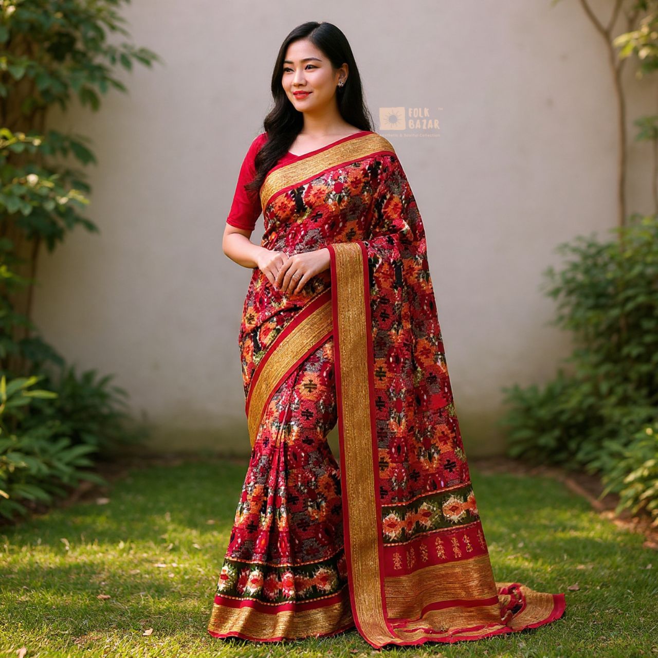 Dhaka Saree with Blouse